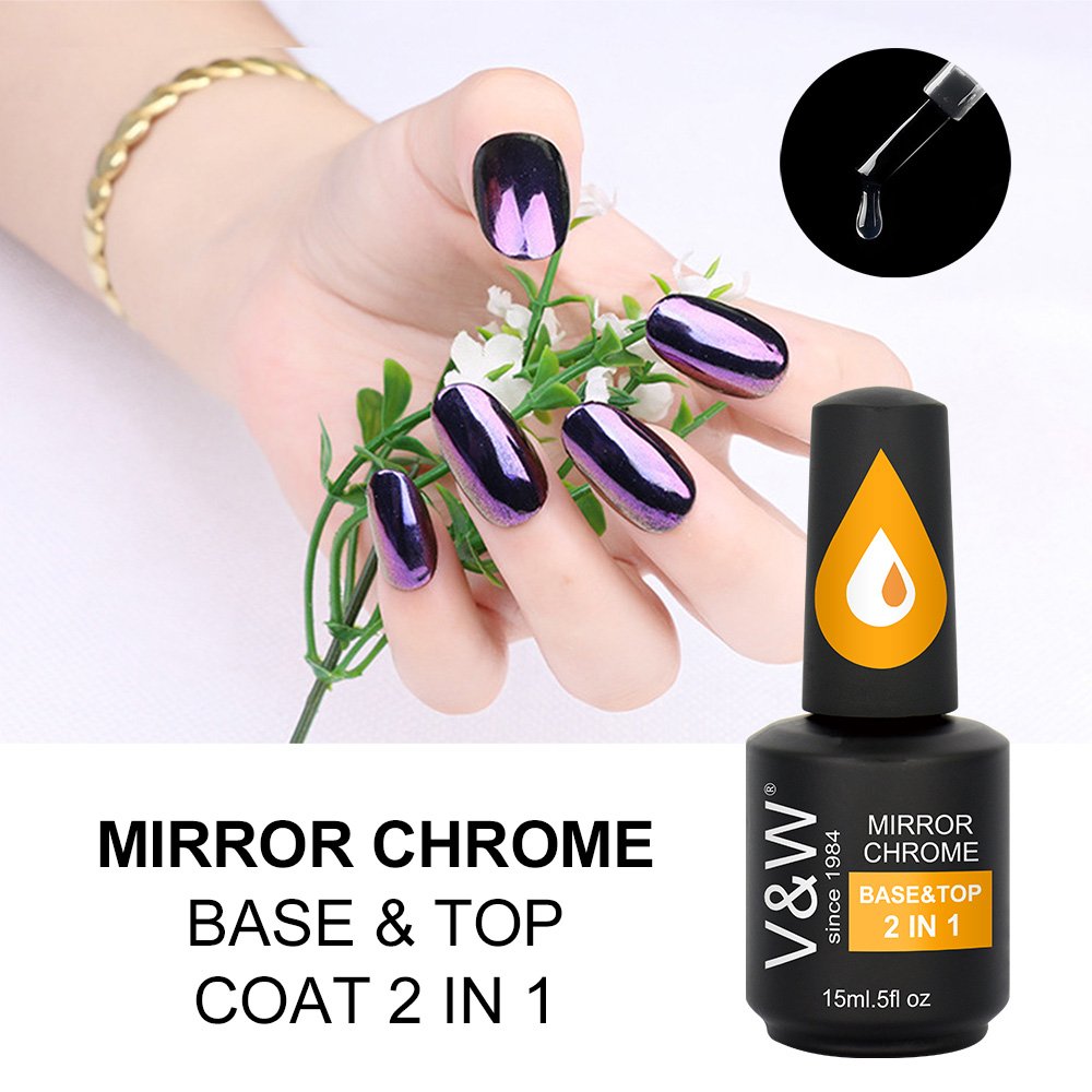 Mirror Chrome Glitter Pigment Base & Top 2in1 gel polish