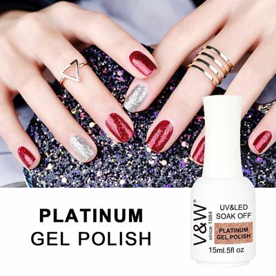 Super Color Gel Paints Crystal Lacquer Nail Art Glitter Pearl Diamonds Soak off UV LED Platinum Gel Nail Polish