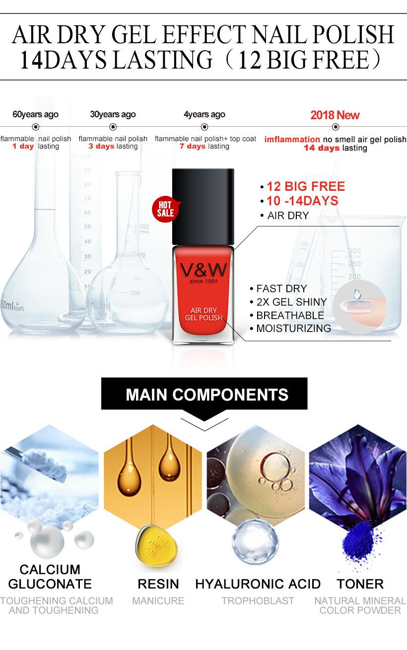 VW-High Quality Non Toxic Healthy Fast Drying Air Dry Effect Nail Polish 14-1